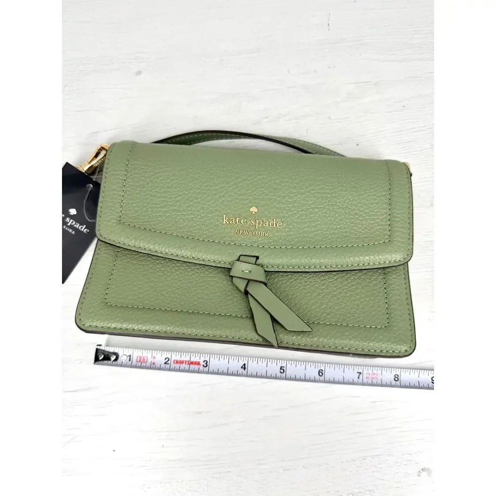 Kate Spade Knott Mini Crossbody Bag Balsam Green Pebbled Leather NWT KM611
